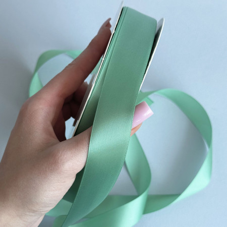 Лента атлас Ding Xin 2.5 см - #0577 Sage Green